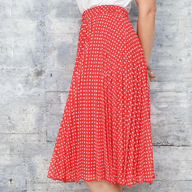 Skirt Midi Polka Dot Red