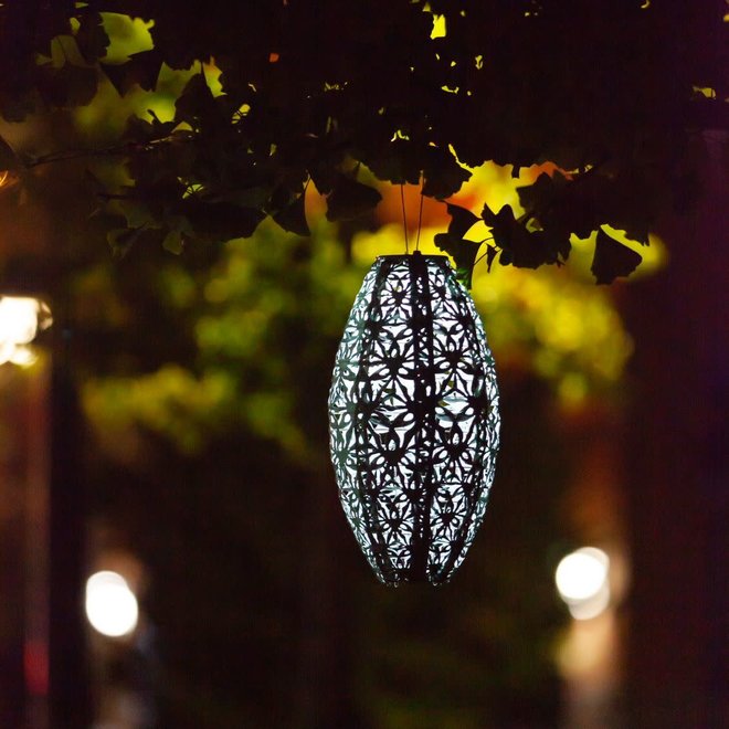 Solar Lantern Wildflower Pod Sage 7" x 15"