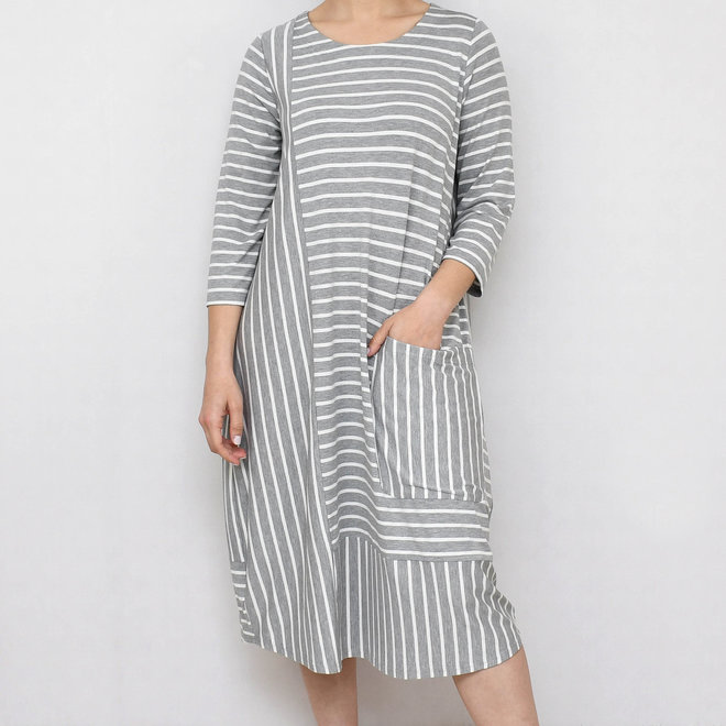 Dress Striped Grey & White