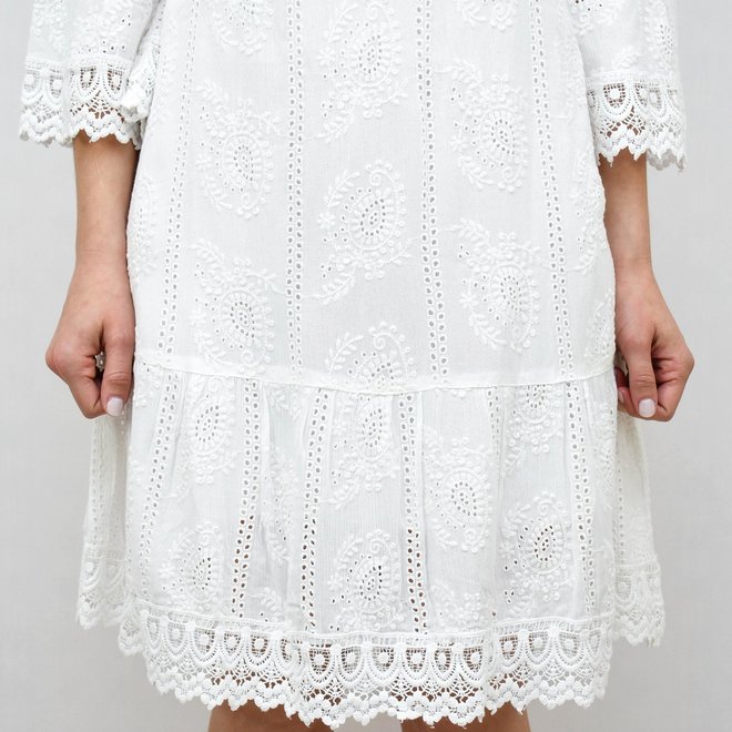 Dress Mixed Lace Off White