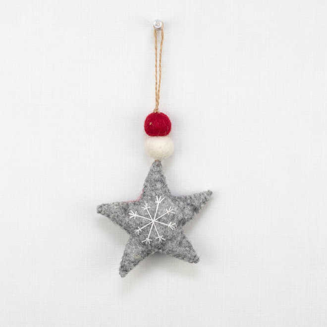 Ornament Felt Star Christmas Grey