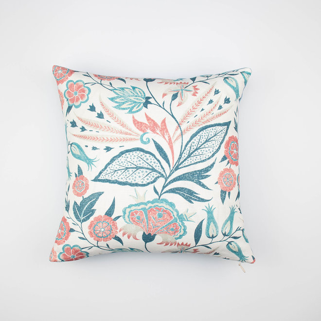 Pillow Amber Teal/Coral 16 x 16in