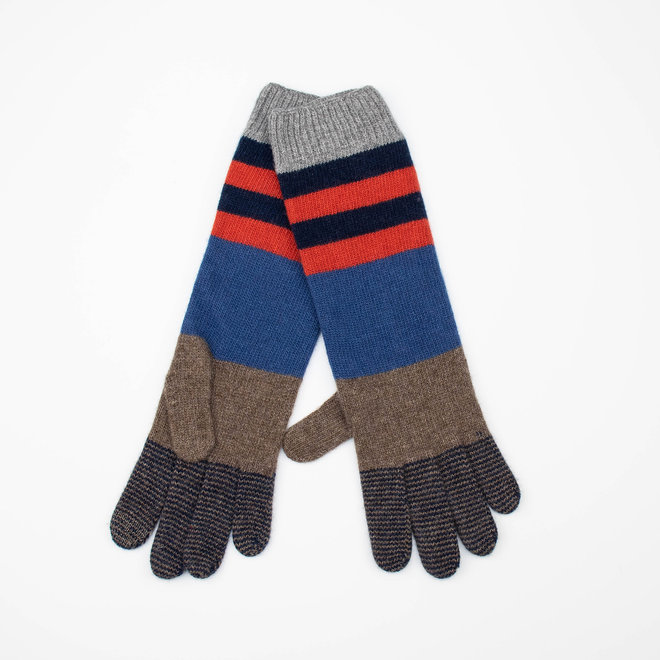 Gloves Mid Length Striped Gris