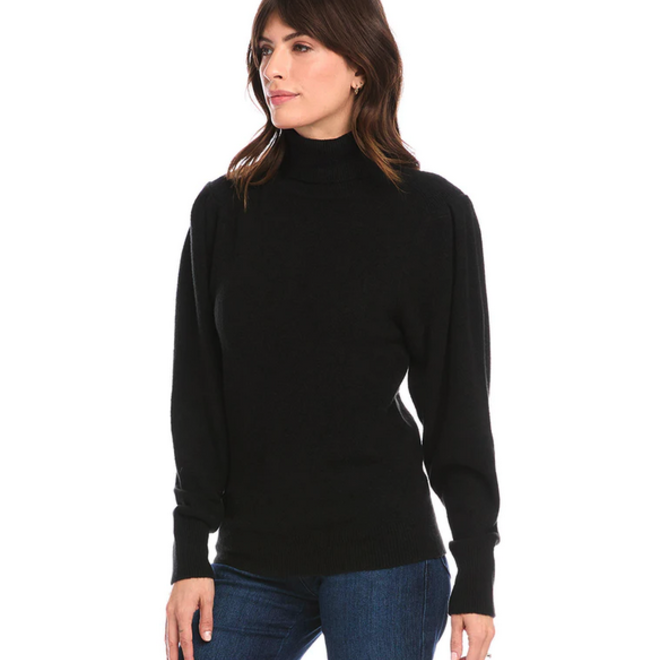 Sweater Puff Sleeve Turtleneck Black