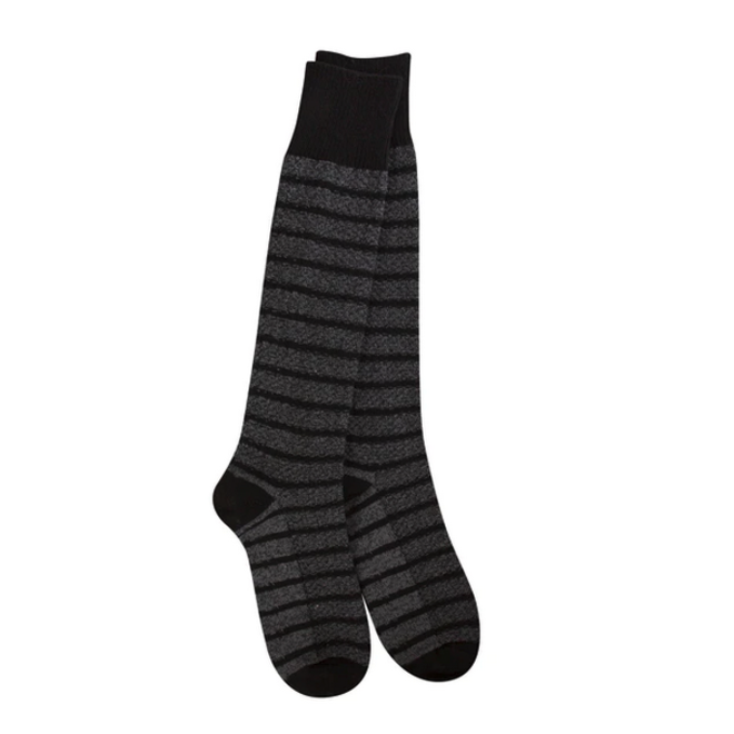 Socks High Knee Stripe Black Multi