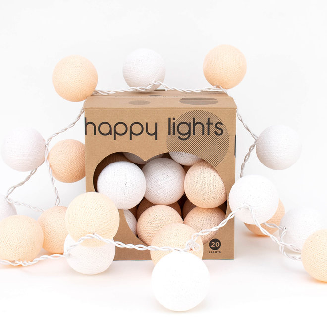 Happy Lights Box White & Peach