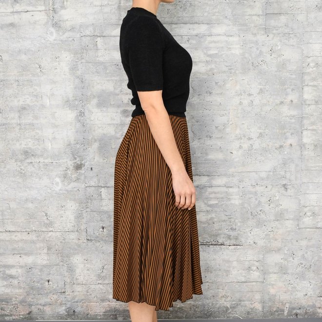 Skirt Midi Stripes Black & Brown