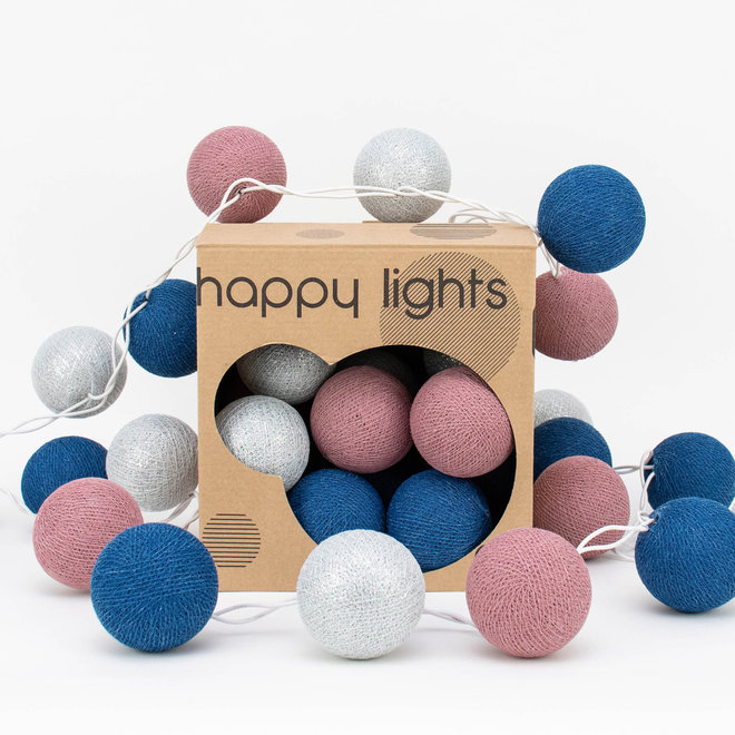 Happy Lights Box Silver, Dusty Pink & Royal Blue