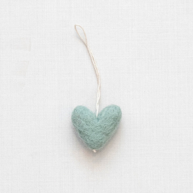 Felted Wool Mini Heart Ornament Ice