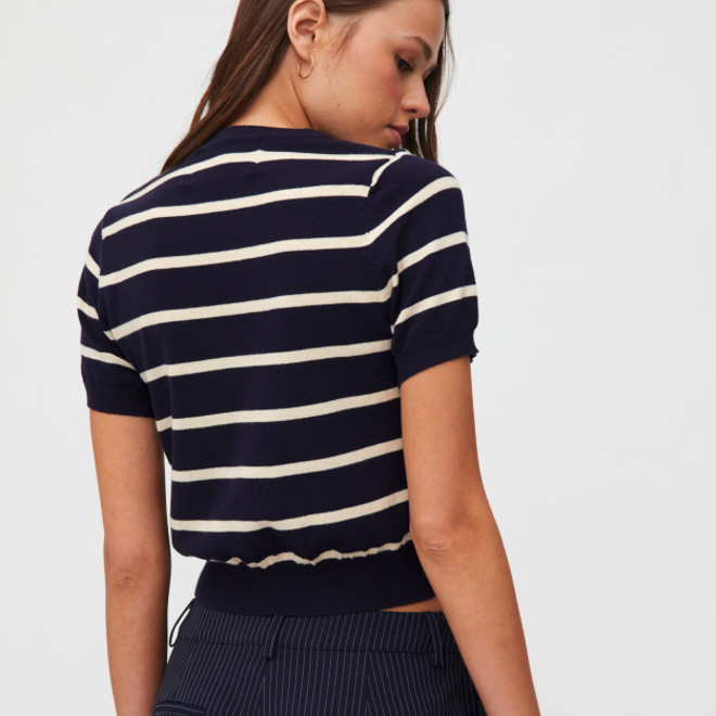 T-shirt short-sleeved striped Blue