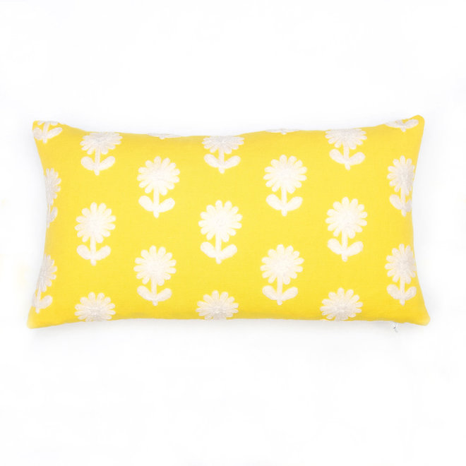 Pillow Paley Embroidery Yellow 10 x 18in