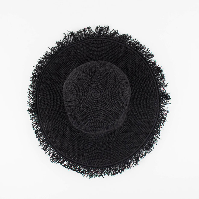 Sun Hat Crochet Ruffle Black