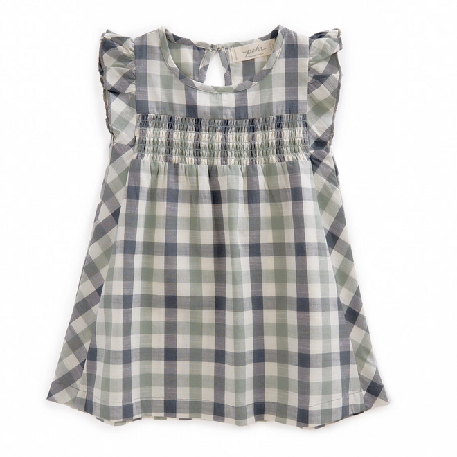 Ruffle Dress Checkmate Ink & Sage
