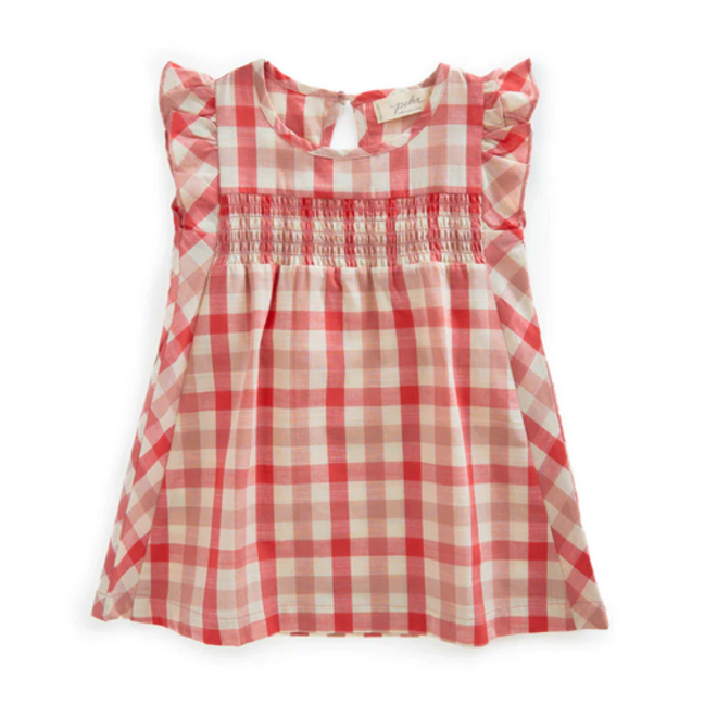 Ruffle Dress Checkmate Tomato & Peony