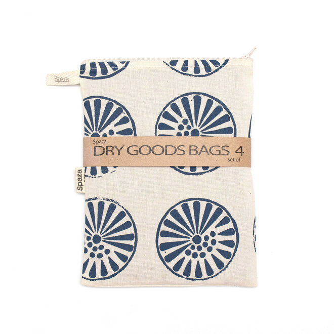 Dry Good Fabric Bags Blue Set of 4