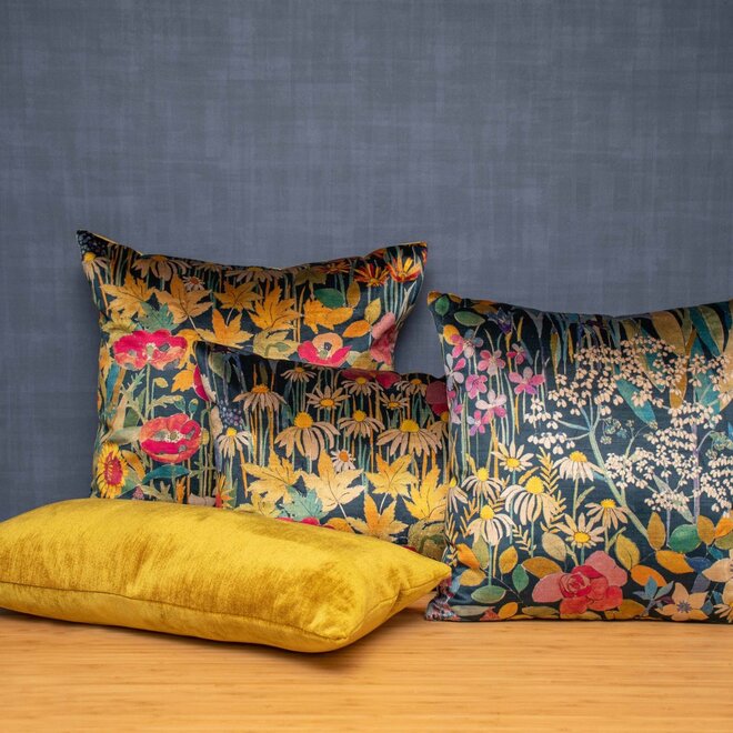 Pillow Liberty Faria Flowers Velvet in Marigold 18 x 18in