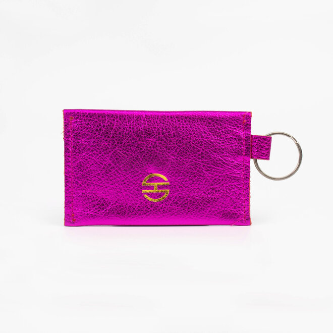 Leather Card Holder Soft Metallic Fuchsia