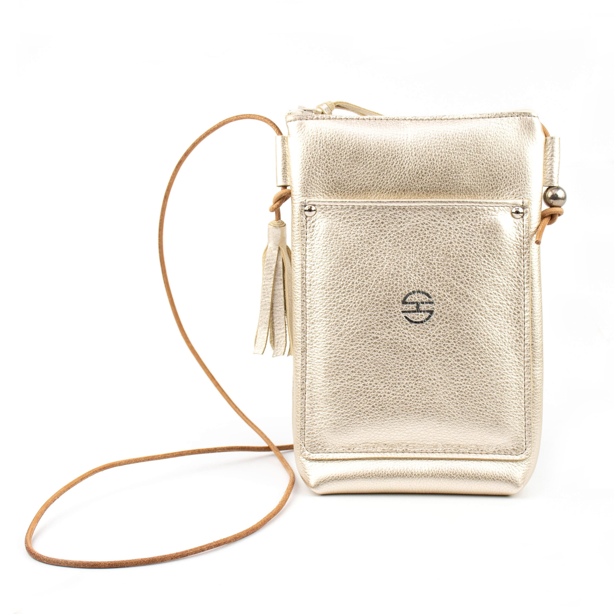 Plat leather crossbody bag