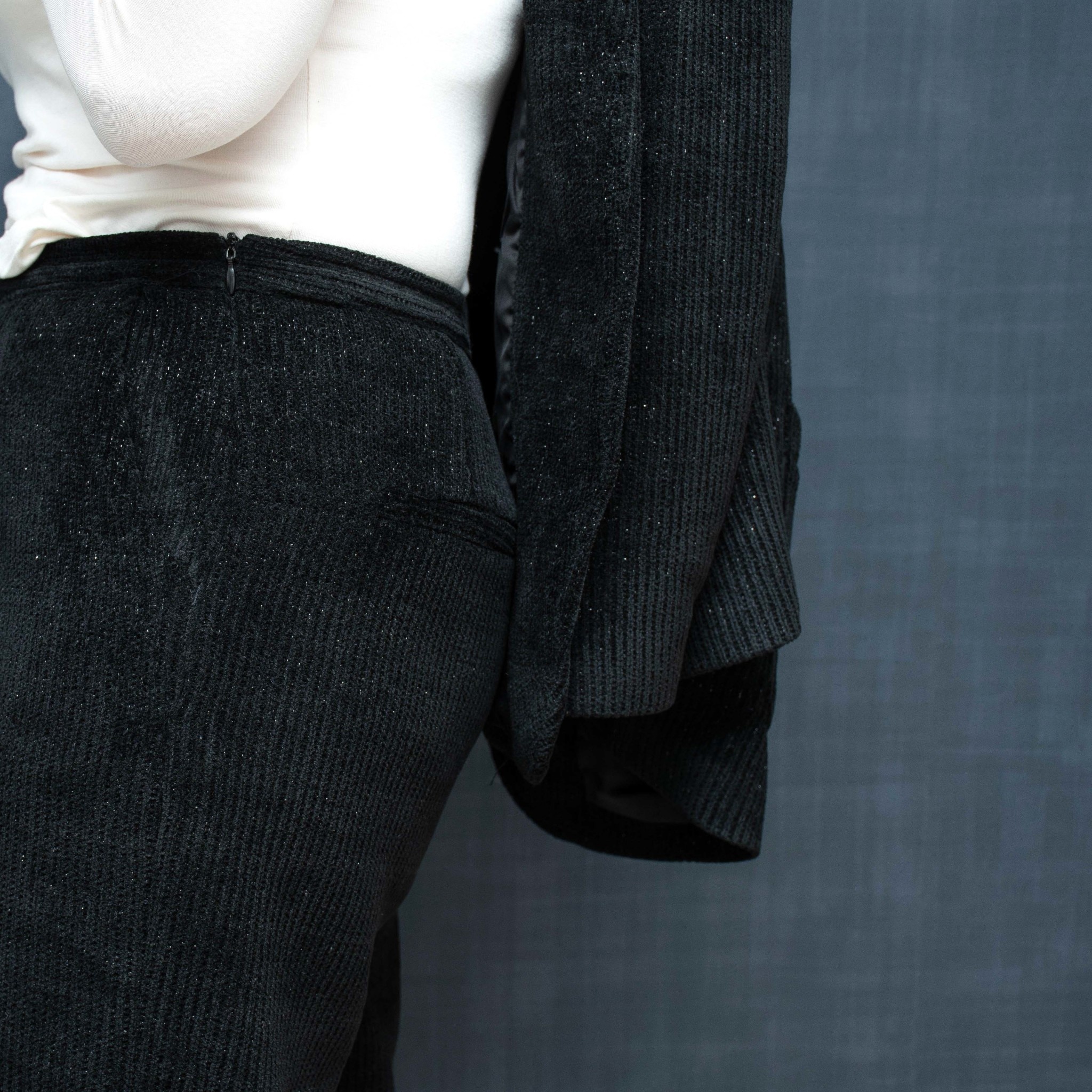 Black Shimmer Lycra Pants Design by Divya Jain at Pernia's Pop Up Shop 2024