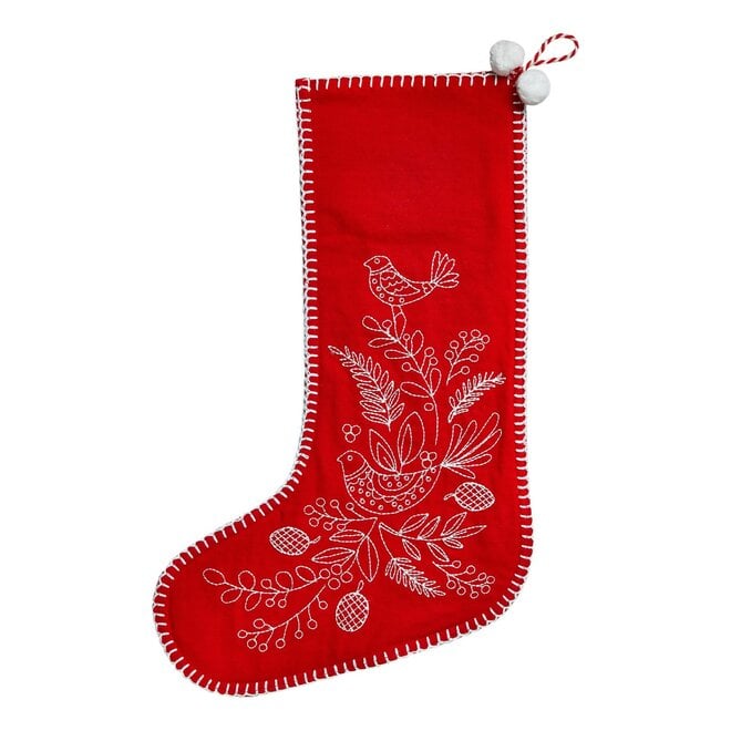 Partridge and Ornaments Needlepoint Stocking 