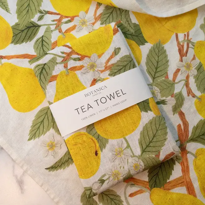 Linen Tea Towel Pear Orchard
