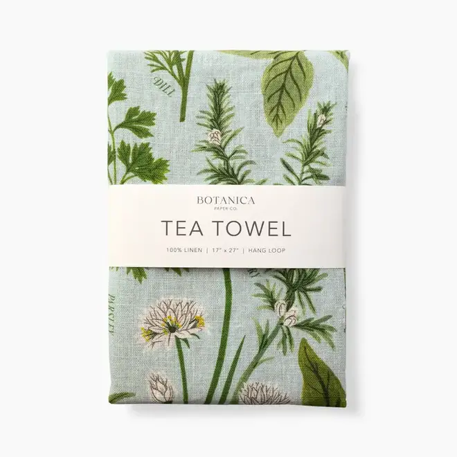 Linen Tea Towel Herb Garden