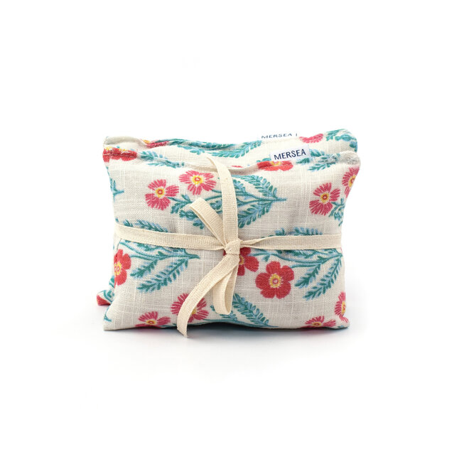 Linen Sachet Block Print Poppy Set of 2