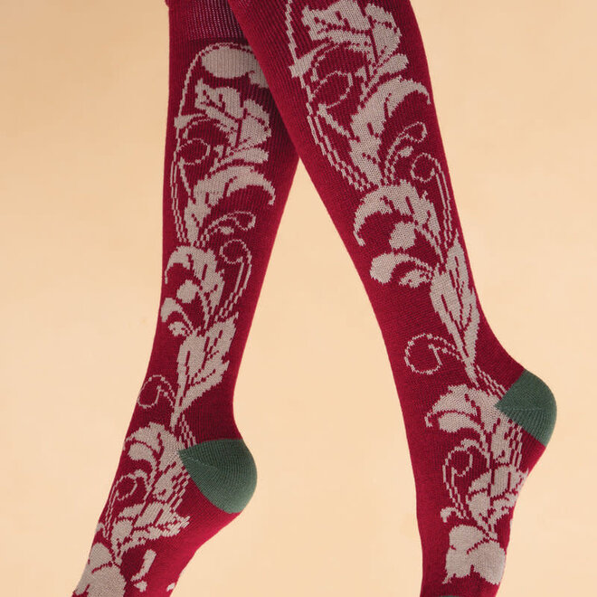 Socks High Knee Opulent Floral Fuchsia