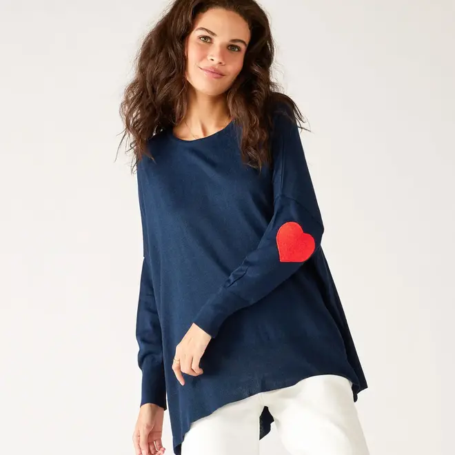 Sweater Amour with Heart Patch Navy - Kreatelier