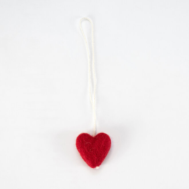 Felted Heart Ornament Red