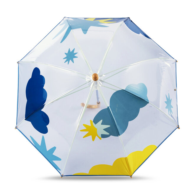 Svalbard Kids Umbrella Blue & Yellow Cloud & Star Print