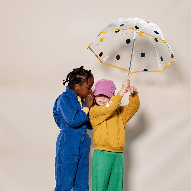 York Kids Umbrella Navy & Yellow Polka Dots