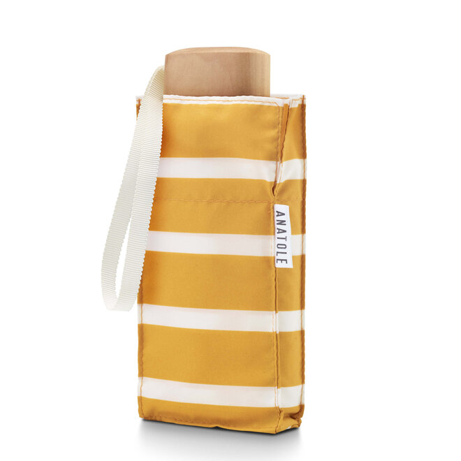 Gabin Umbrella Compact Yellow & White Stripes
