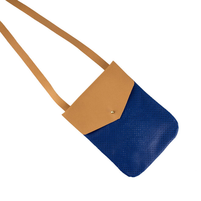 Leather Crossbody Bag Vanson Perforated Blue