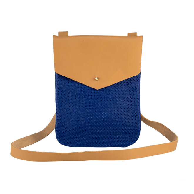 Leather Crossbody Bag Vanson Perforated Blue