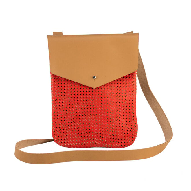 Leather Crossbody Bag Vanson Perforated Orange