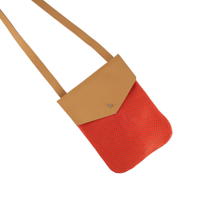 Leather Crossbody Bag Vanson Perforated Orange