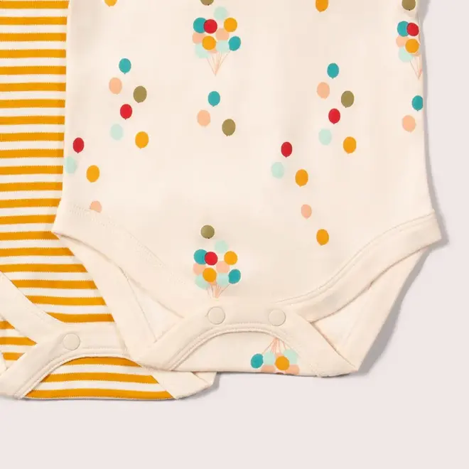 Organic Baby Bodysuit  Set of 2 Rainbow Balloons