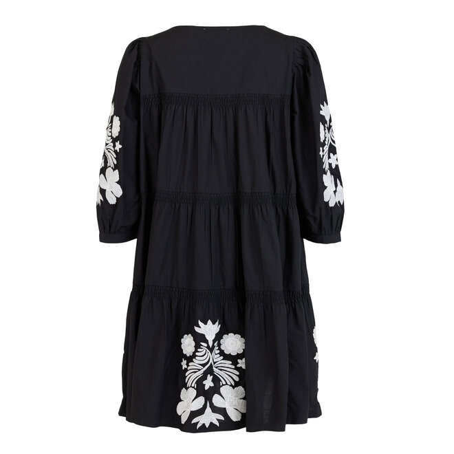 Dress Embroidered Flowers Black