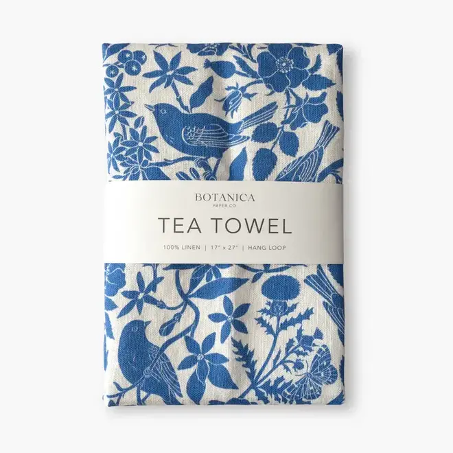 Linen Tea Towel Songbirds