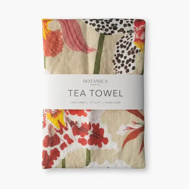 Linen Tea Towel Orchids