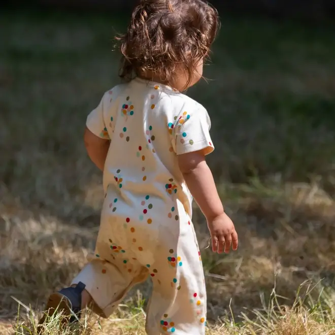 Organic Summer Romper Rainbow Balloons