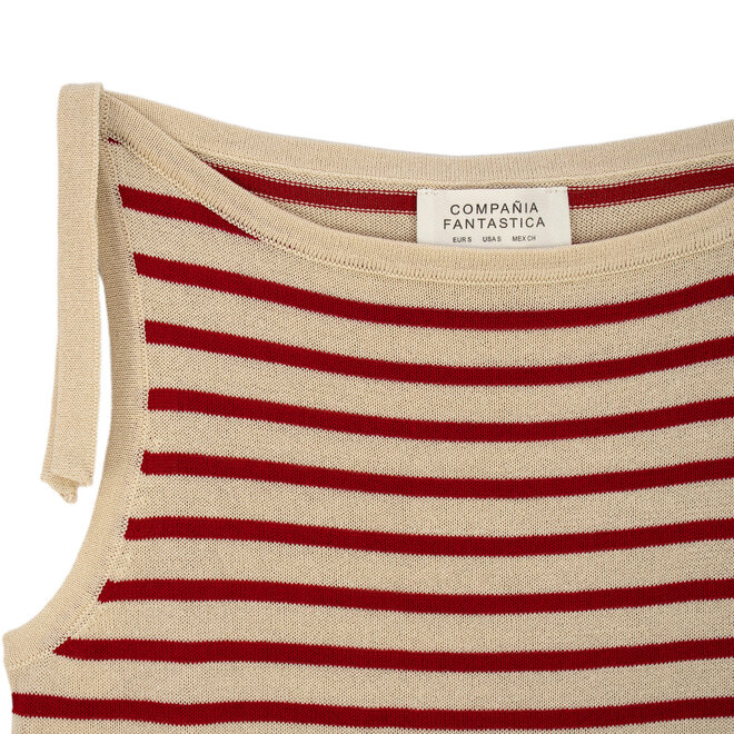 Top Sleeveless Stripes Red