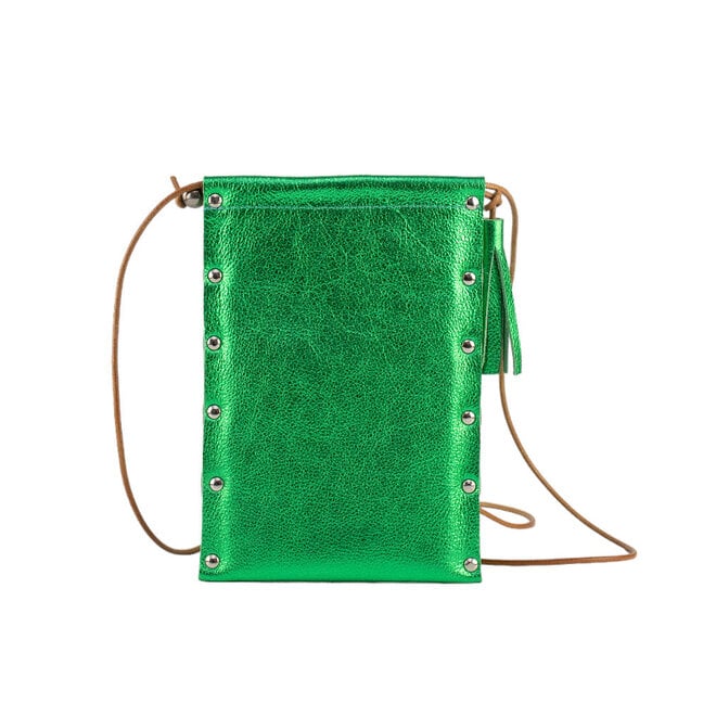 Metallic Leather Crossbody Bag Festival Green