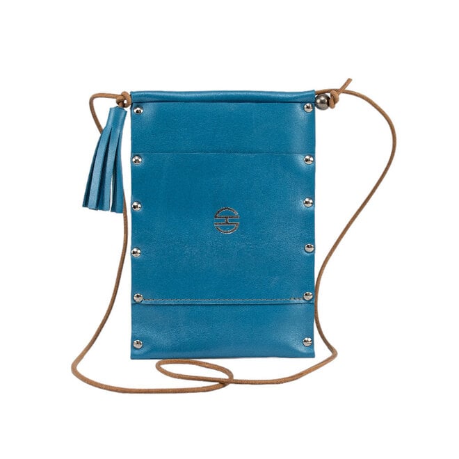 Leather Crossbody Bag Festival Sky Blue