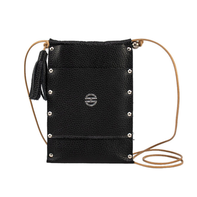 Pebble Leather Crossbody Bag Festival Black