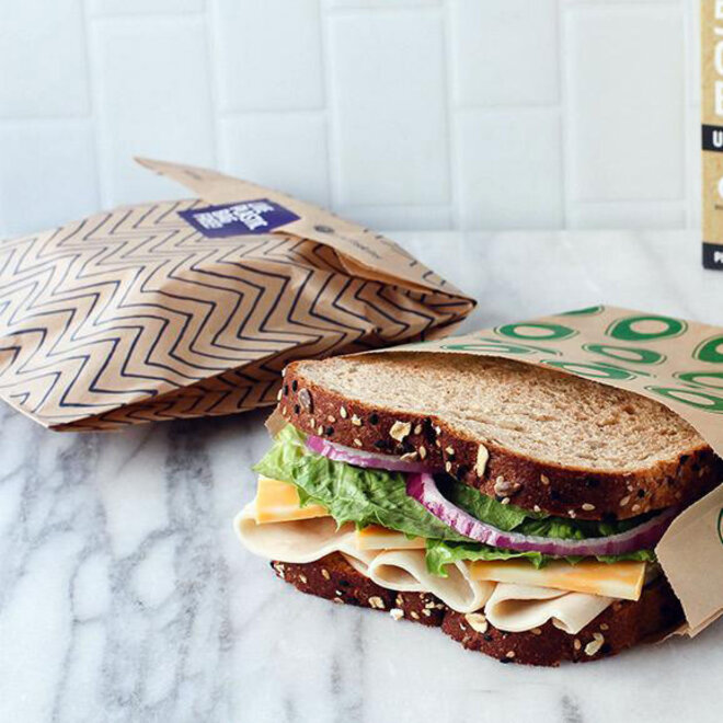 Compostable Sandwich Bags Chevron XL 50 Ct