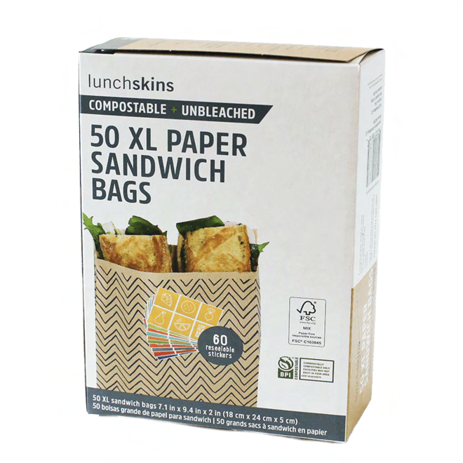 Compostable Sandwich Bags Chevron XL 50 Ct