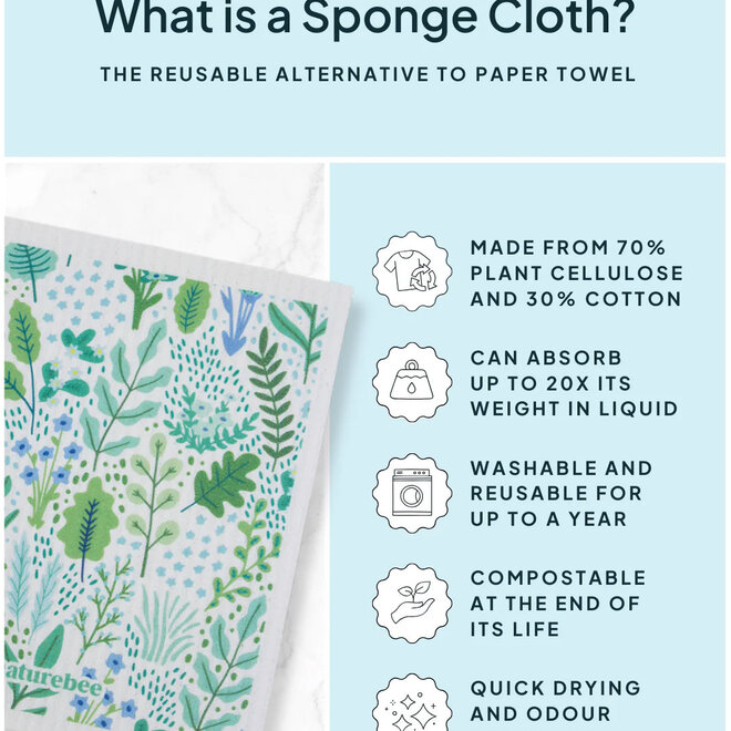 Swedish Dishcloth Floral Green