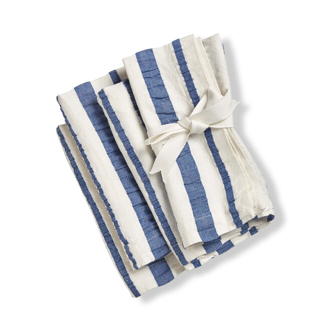Napkin Seersucker Stripe Blue Set of 4